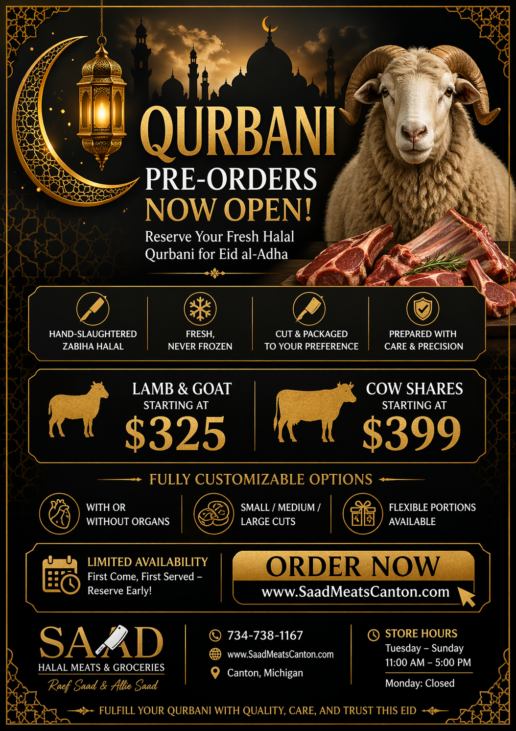 Qurbani Pre Order (PLEASE READ THE DESCRIPTION BEFORE YOU PLACE THE ORDER)