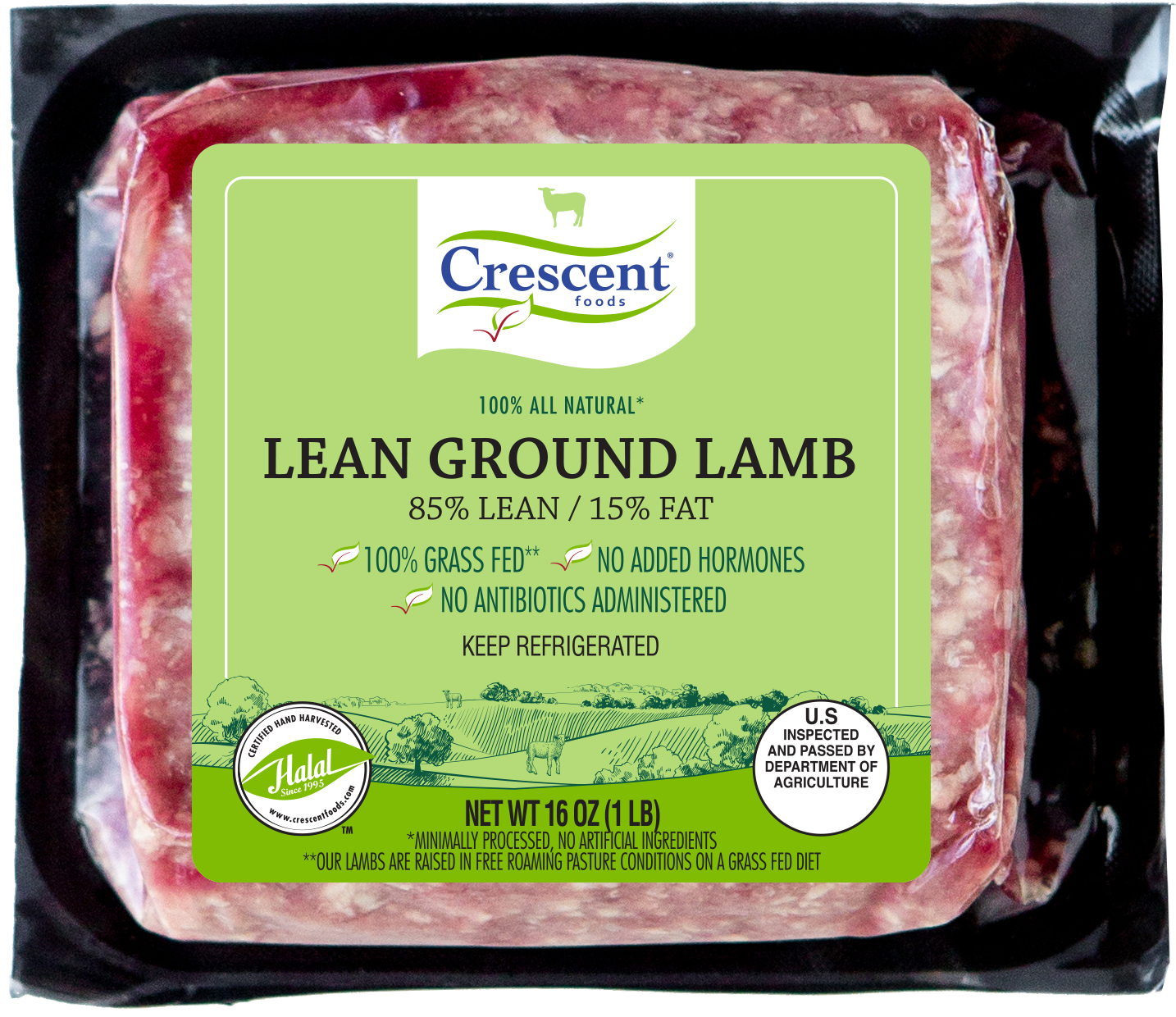 Crescent Grass Fed Ground Lamb 85/15 Plated